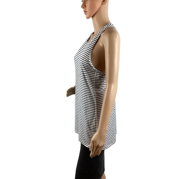 Athleta High Neck Heather Stripe Chi Tank Size S Navy Striipe - Picture 4 of 7